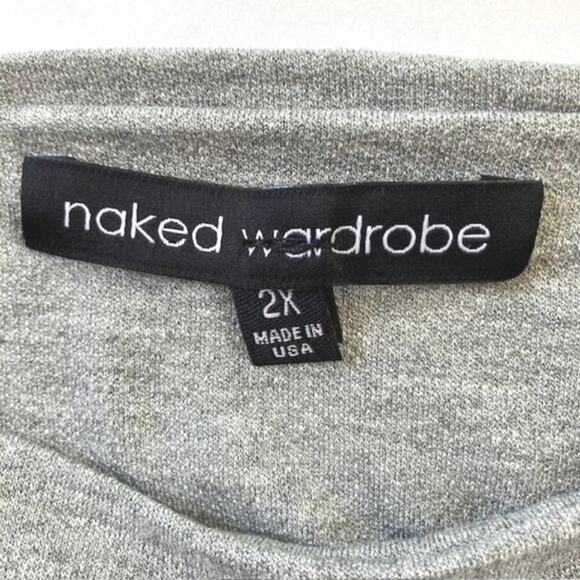 Naked Wardrobe NEW Heathered Grey Mock Neck Sleeveless Stretchy Cropped Top 2X - Picture 5 of 5